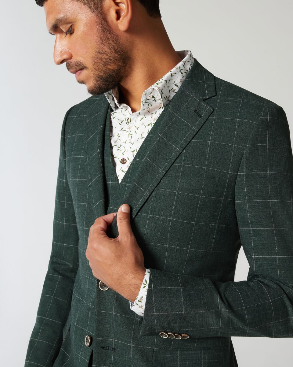 White/Olive Slim Long Sleeve Floral Shirt